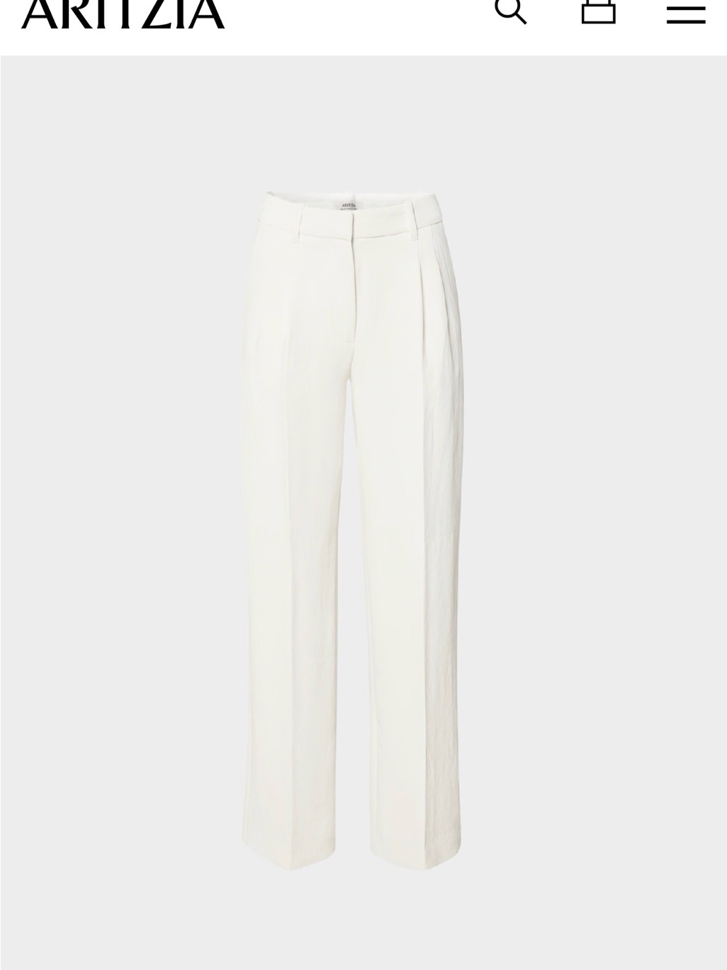 Aritzia Cream High-Rise Pleated Wide-Leg Trousers